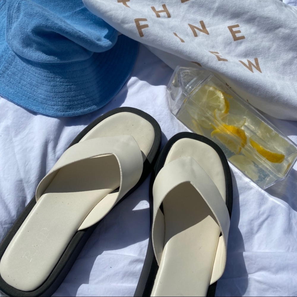 White chunky sandals
